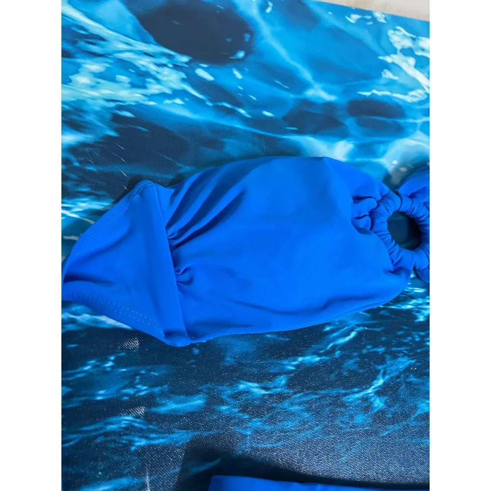 ☀️Zaful Blue O-Ring Bandeau Bikini Set High Cut Swimsuit NWT